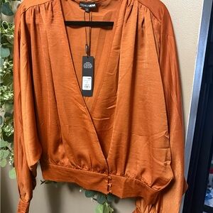 Fashion Nova Copper Wrap Blouse